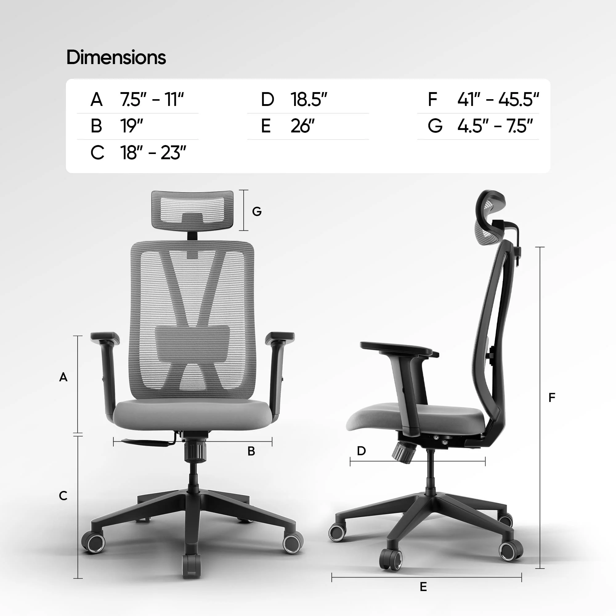 Frido AeroMesh Classic Ergo Chair - With Headrest - Image 6