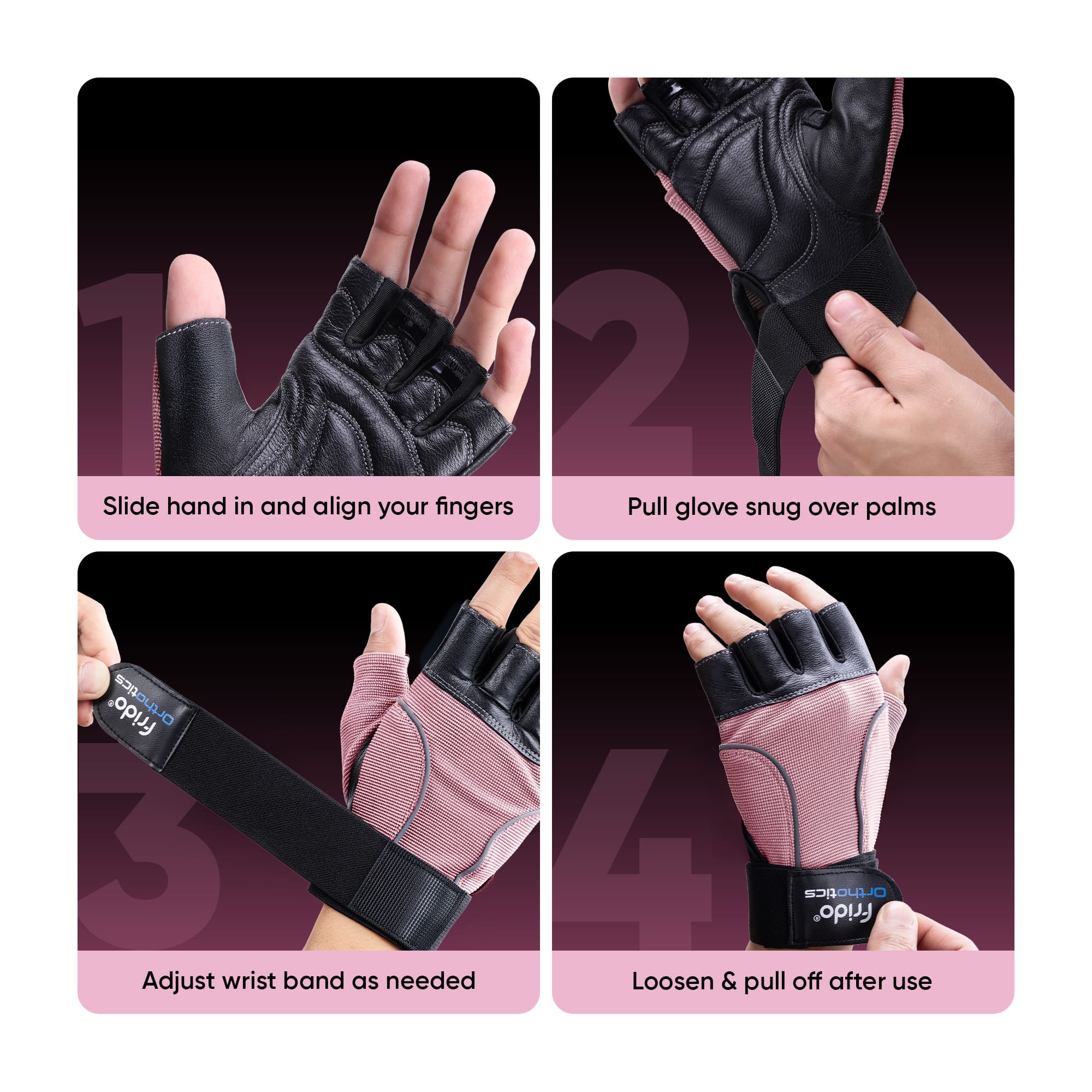 Frido Orthotics Comfort Gym Gloves - Image 3