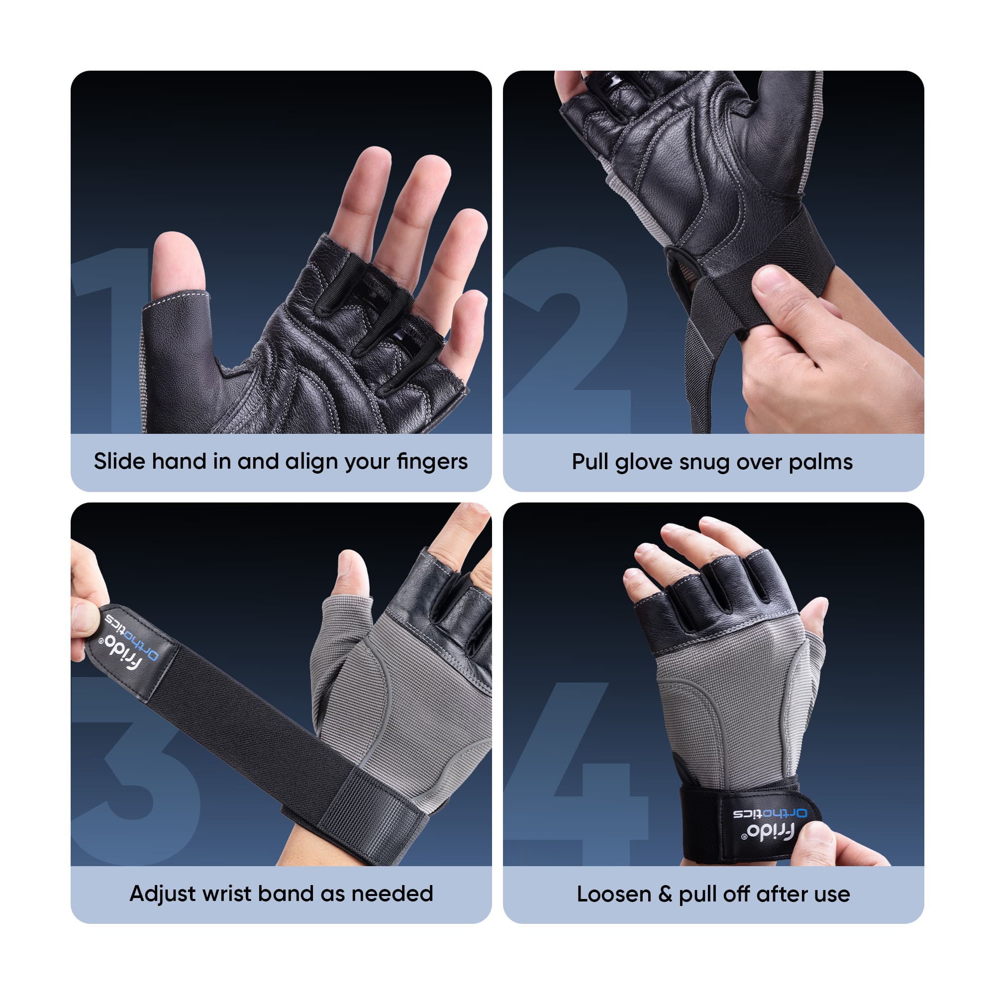 Frido Orthotics Comfort Gym Gloves - Image 37