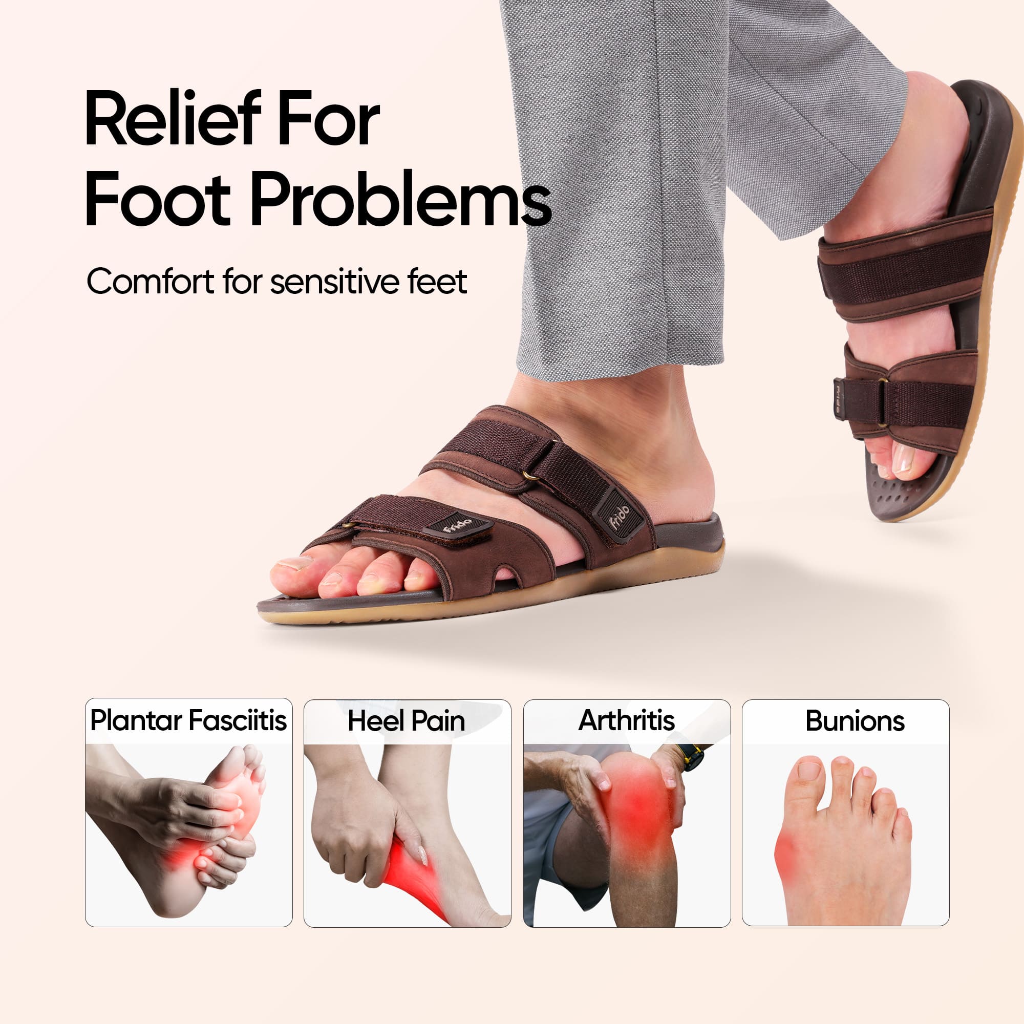 Frido Men's Orthotics Dual Strap Sandals - Image 22